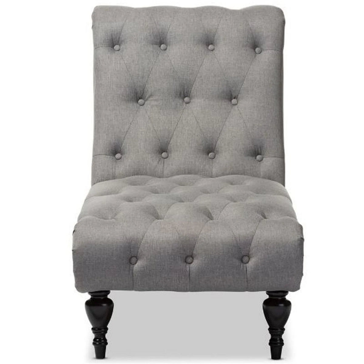 Tufted Chaise Lounge in Gray and Black O435