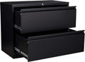 2 Drawer Metal Lateral File Cabinet with Lock (Black) Y51945