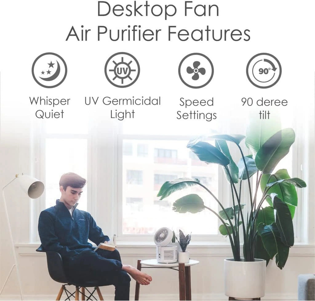 2-in-1 Air Purifier and Desk Top Fan HEPA White N706087