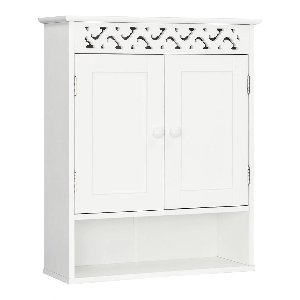 Wall Mounted Medicine Cabinet with Double Doors and Open Shelf B280