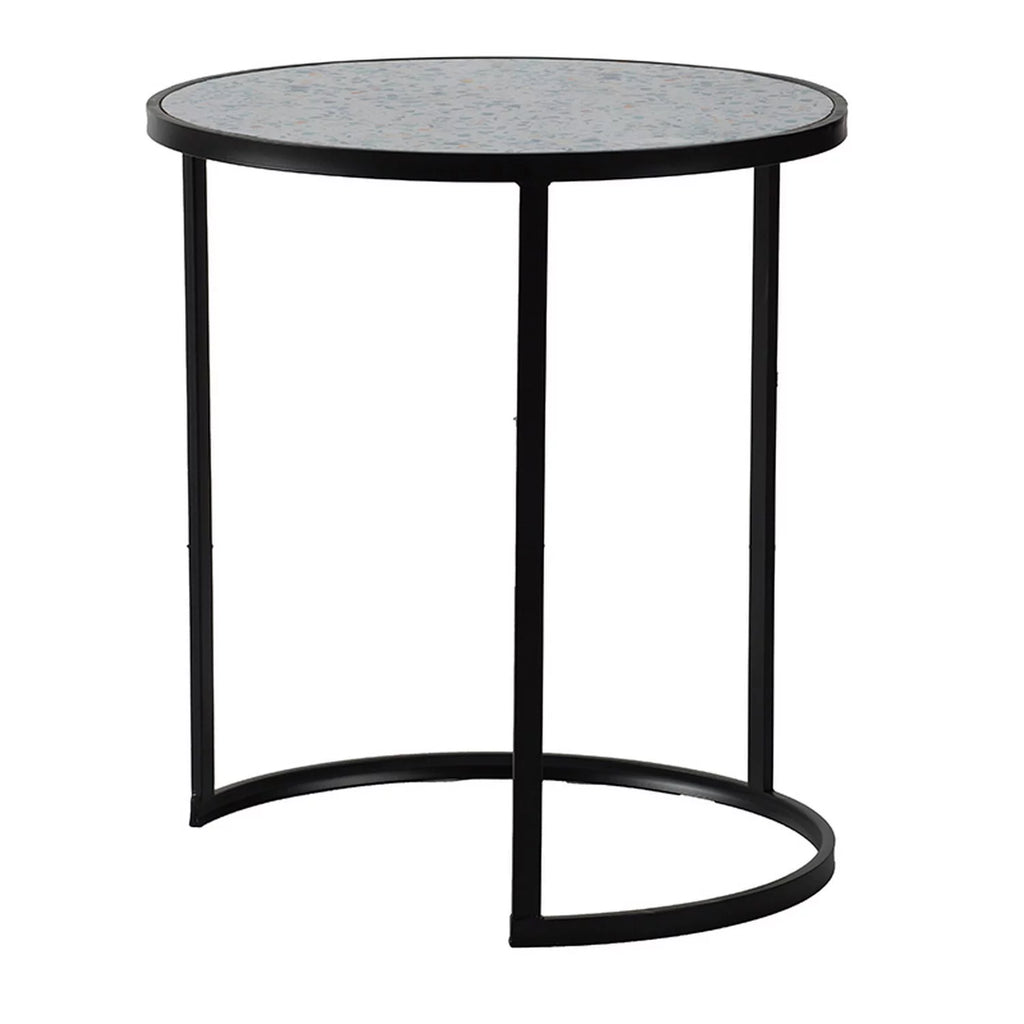 Round Wood Terrazzo Nesting Tables Set of 2 E446538