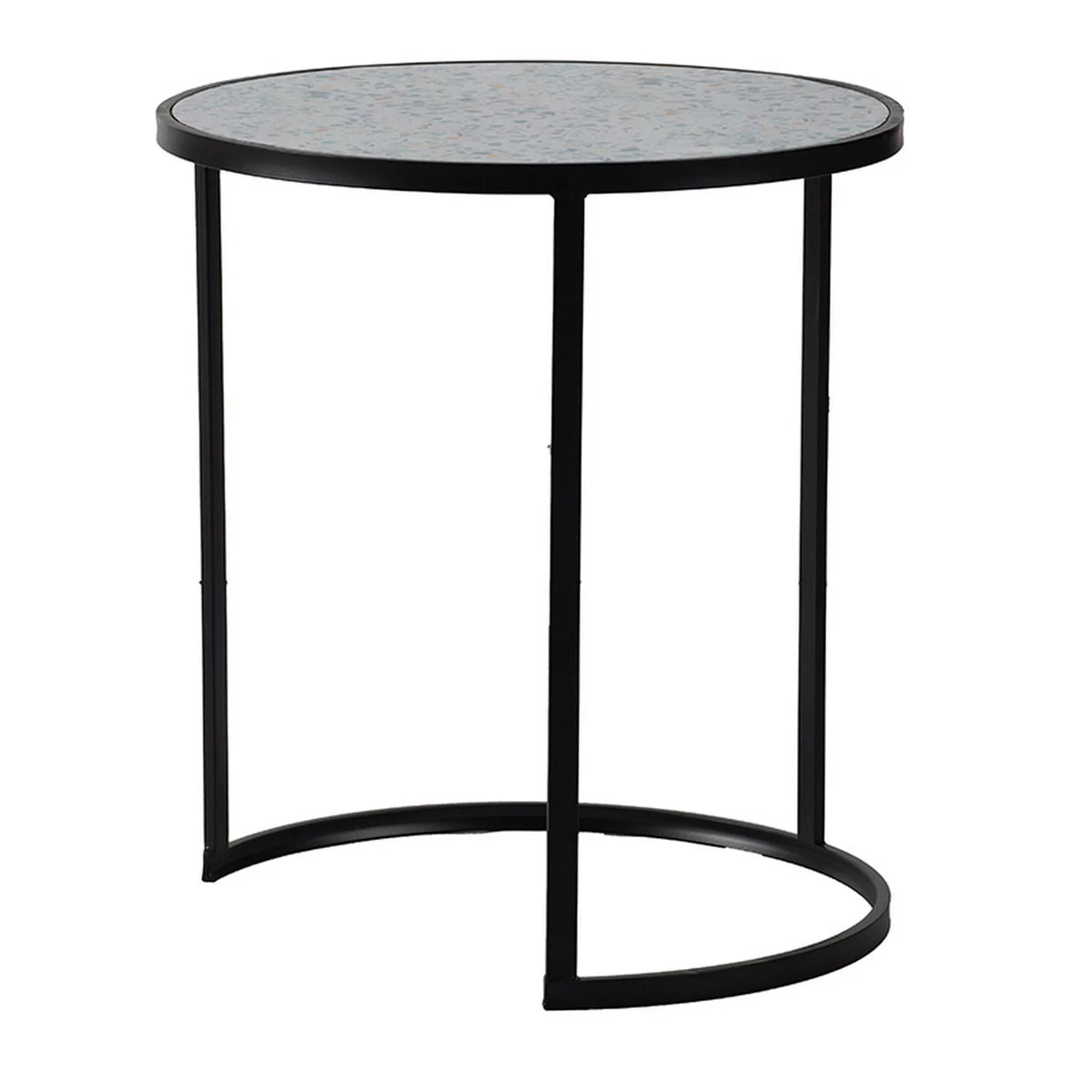 Round Wood Terrazzo Nesting Tables Set of 2 E446538