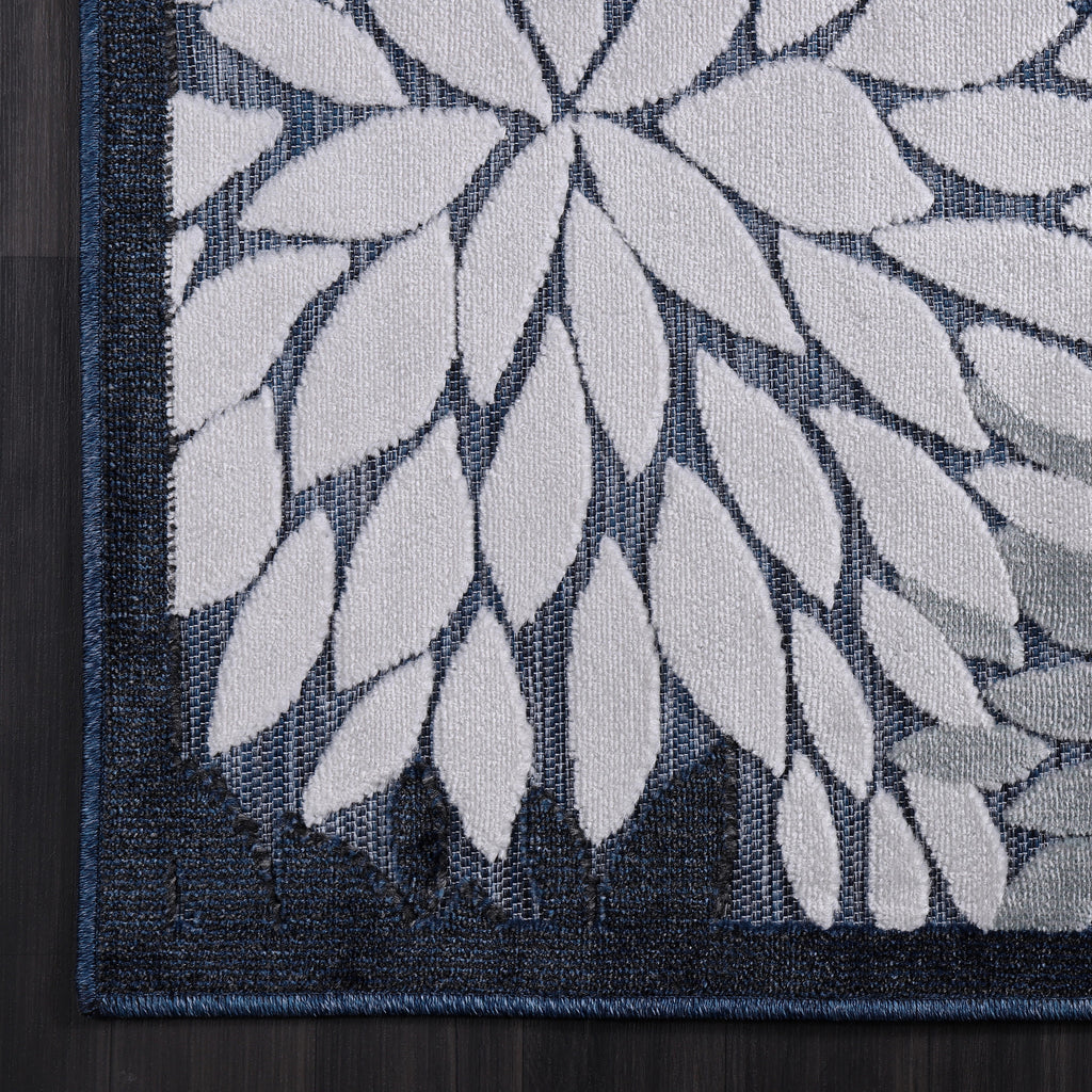Navy Blue 8x10 Washable Indoor Outdoor Area Rug G7497