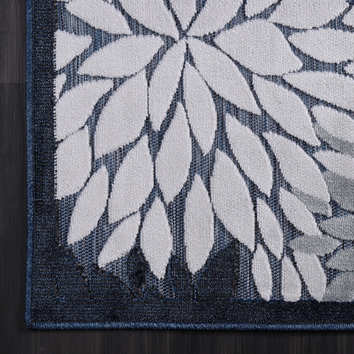 Navy Blue 8x10 Washable Indoor Outdoor Area Rug G7497