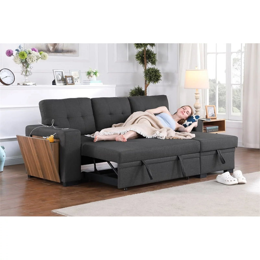 Dark Gray Reversible Sectional Sofa Bed D856818