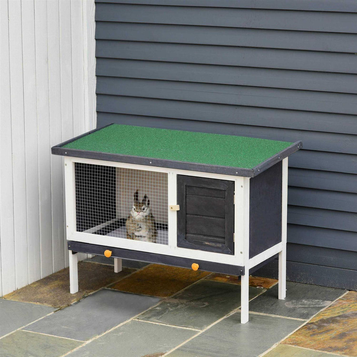 Wooden Rabbit Hutch with Pull-Out Tray P3724