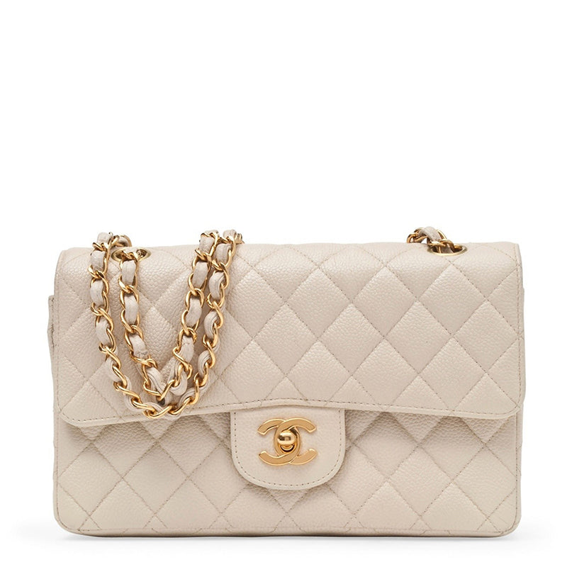Quilted Medium Double Clamshell Off-White L2440