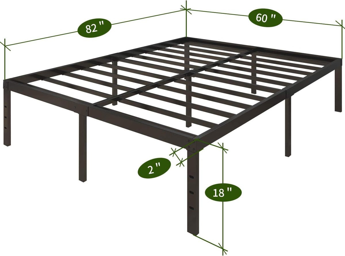 18 Inch Metal Platform Bed Frame with Steel Slats N127964