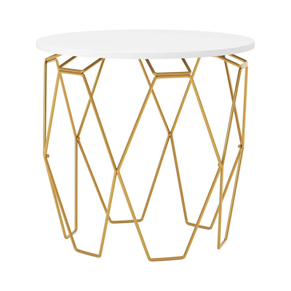 White and Gold Tone 24-inch Hexagon End Table T1756