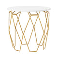 White and Gold Tone 24-inch Hexagon End Table T1756
