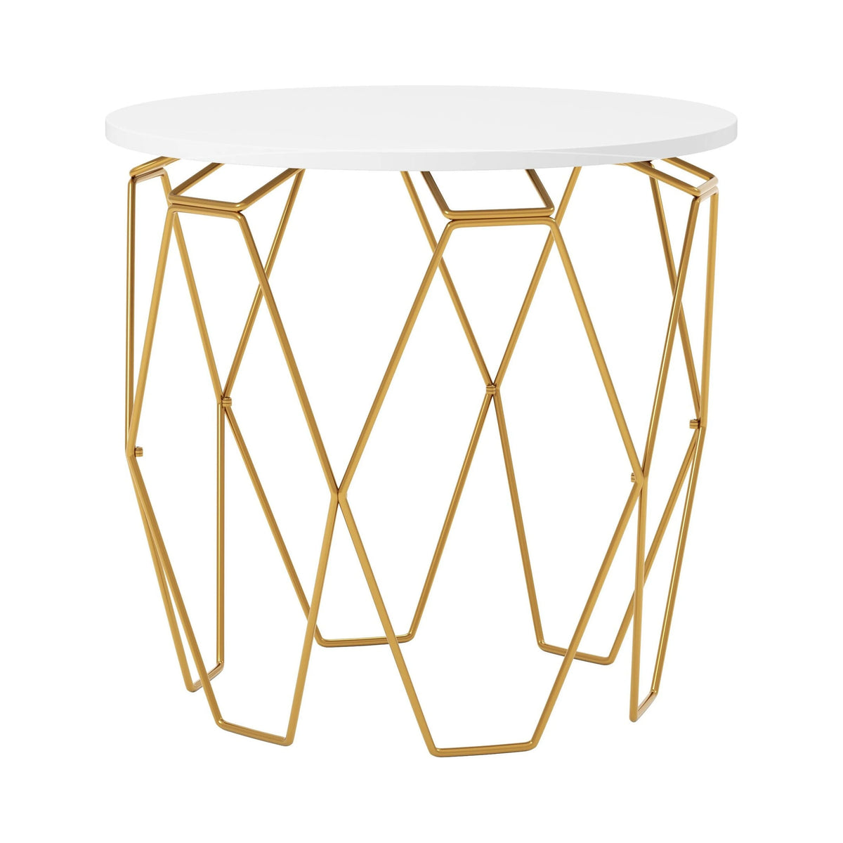 White and Gold Tone 24-inch Hexagon End Table T1756
