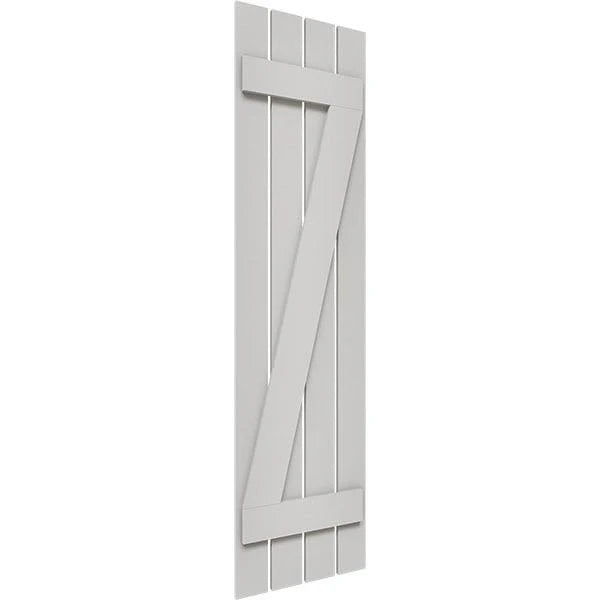Rustic Four Board Spaced Board-n-Batten Faux Wood Shutters (Per Pair) B434