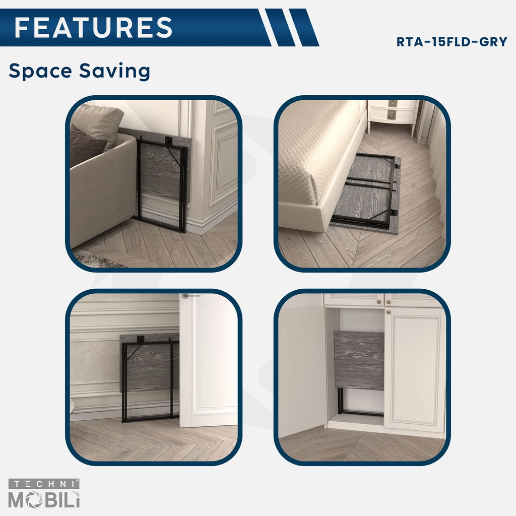 40" W Folding Computer Desk, Grey V5588