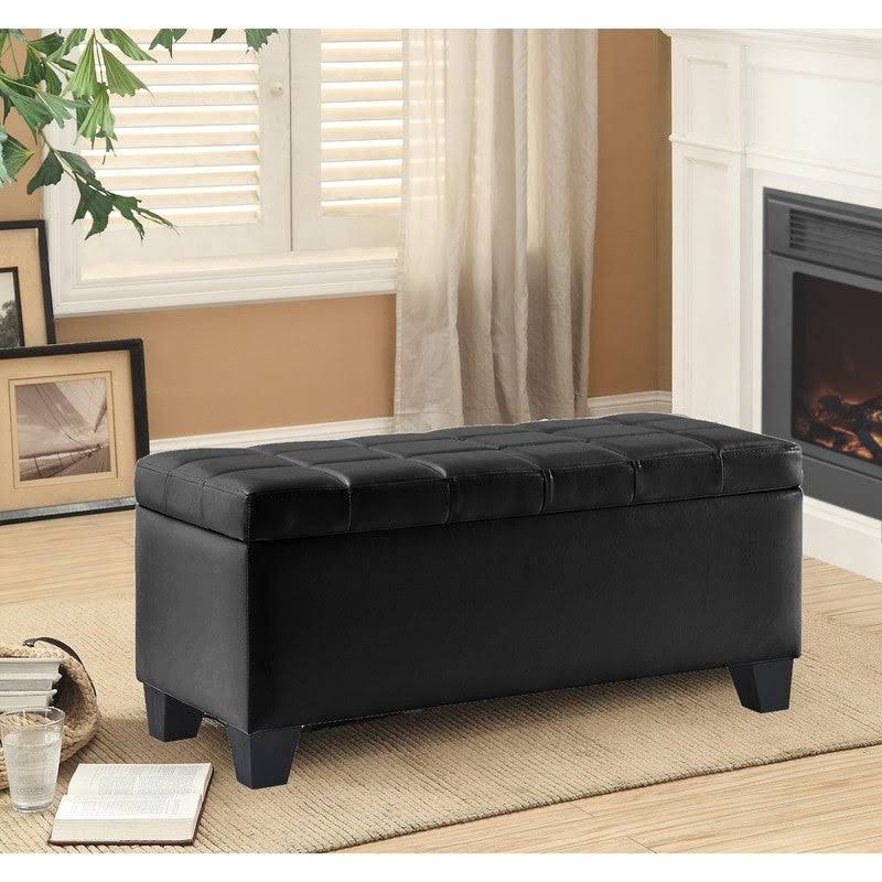 Black Pleather Storage Bench E282