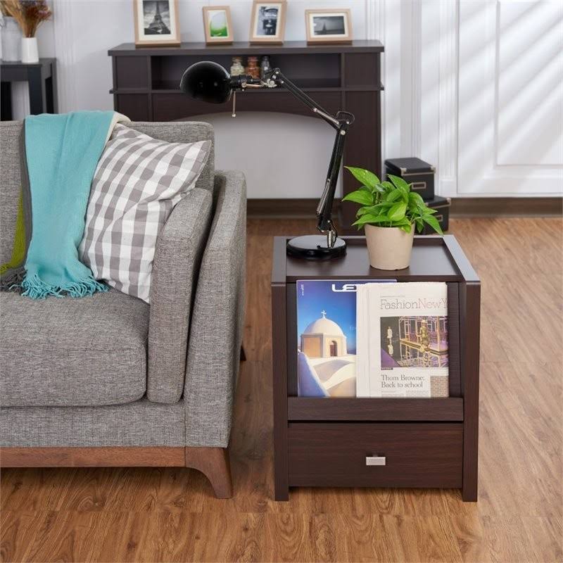 Walnut Open Shelf End Table U579