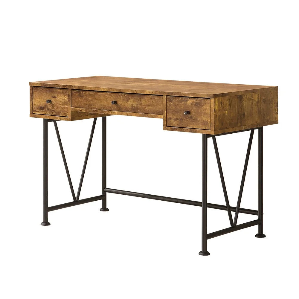 Antique Nutmeg and Black 3-drawer Writing Desk W497593