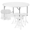 13 Pieces 5.5 FT White Folding Table and Chair Set O69915