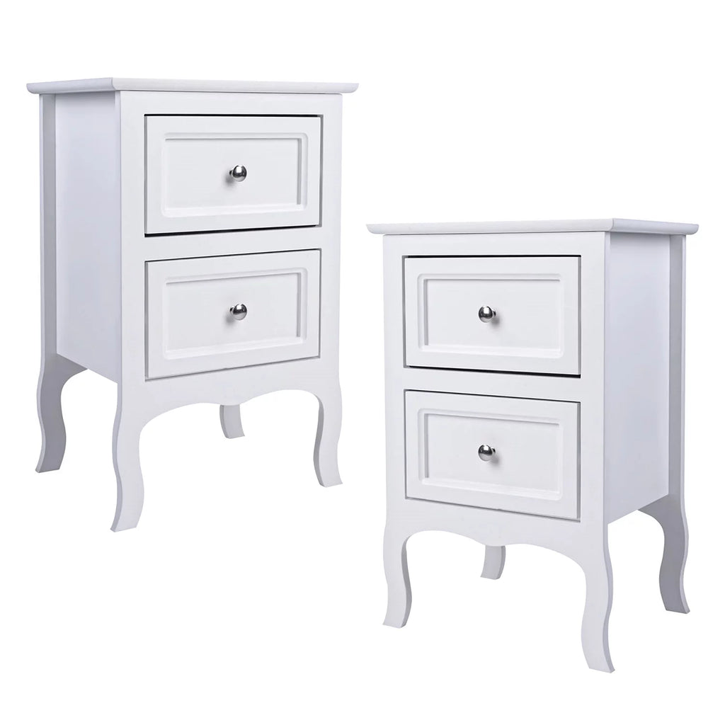 White Set of 2 Nightstand with 2 Drawer E5811
