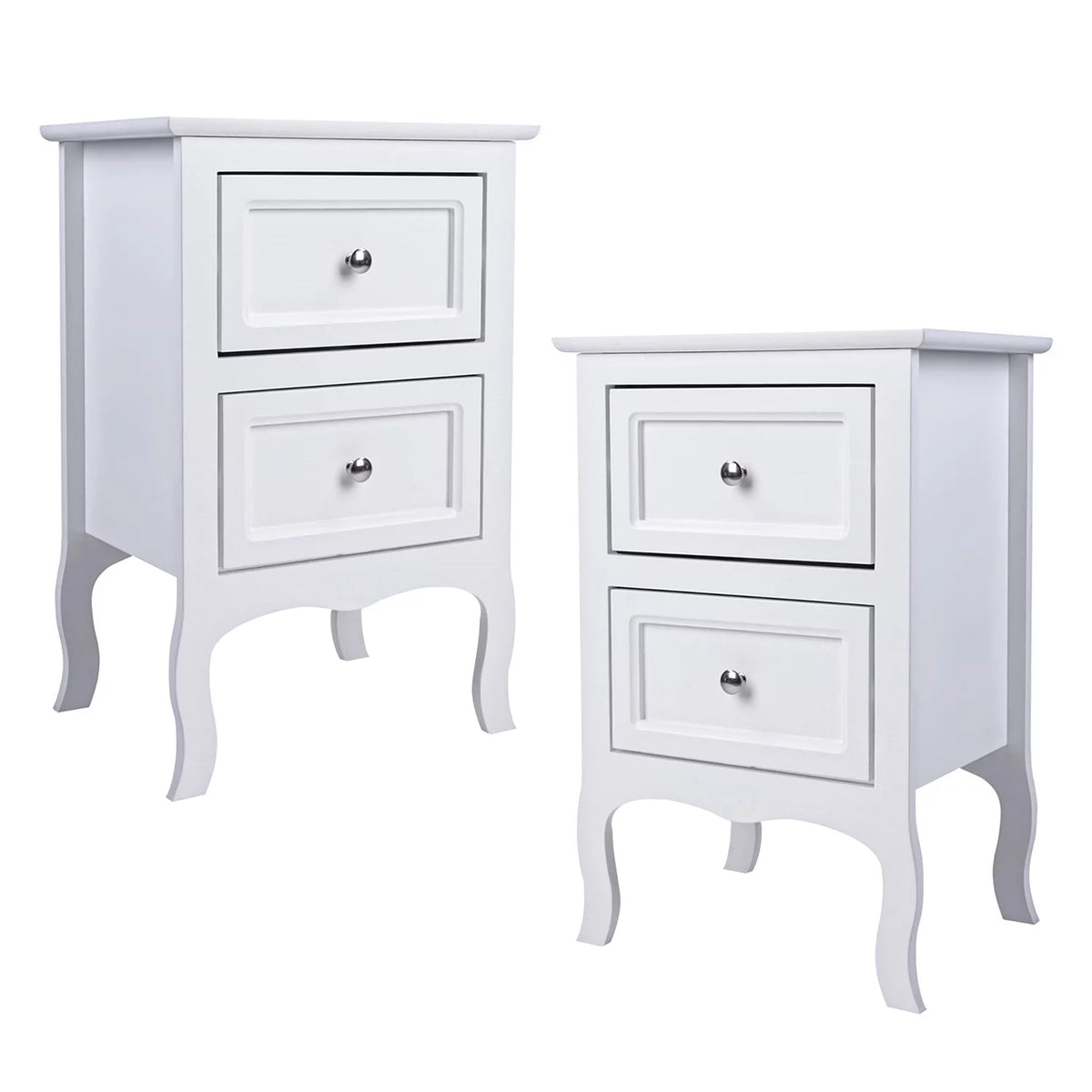 White Set of 2 Nightstand with 2 Drawer E5811