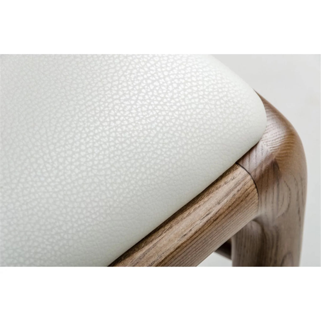 White and Brown Leatherette Upholstered Chair with Wooden Legs S546812