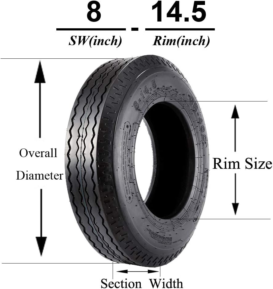 Set of 2 Heavy Duty Trailer Tires 8-14.5 Load Range G 14PR L2440