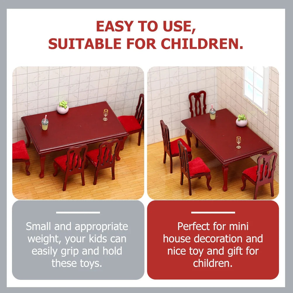 Miniature Wooden Dollhouse Dining Chair Set U659350