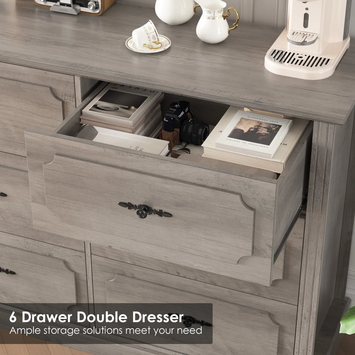 White 6 Drawer Wood Dresser C42670