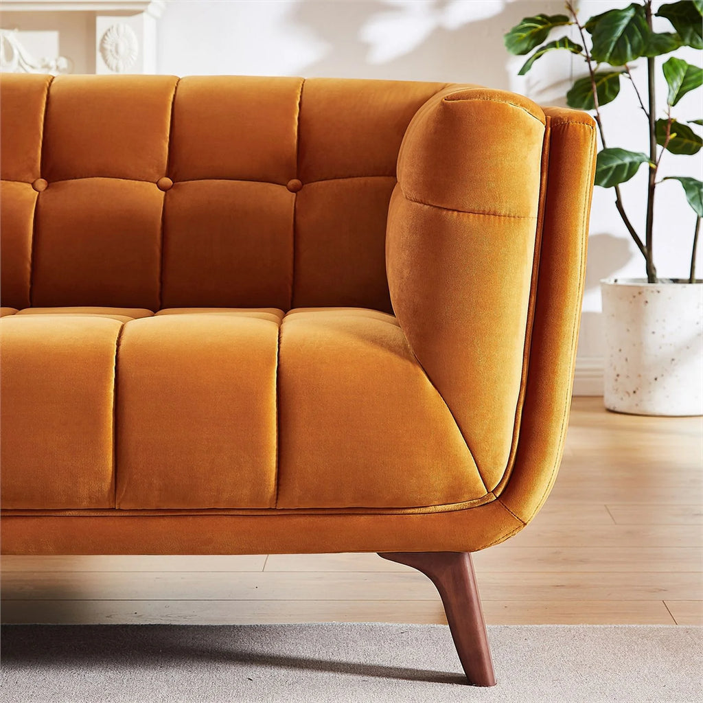 Orange Velvet Upholstered Sofa I793