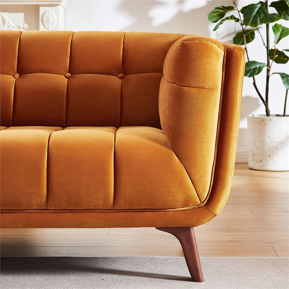Orange Velvet Upholstered Sofa I793