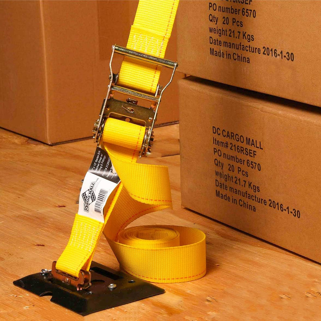 20 E-Track Ratcheting Straps, 2 x 12 Heavy Duty Yellow Polyester Tie-Down Straps C3453