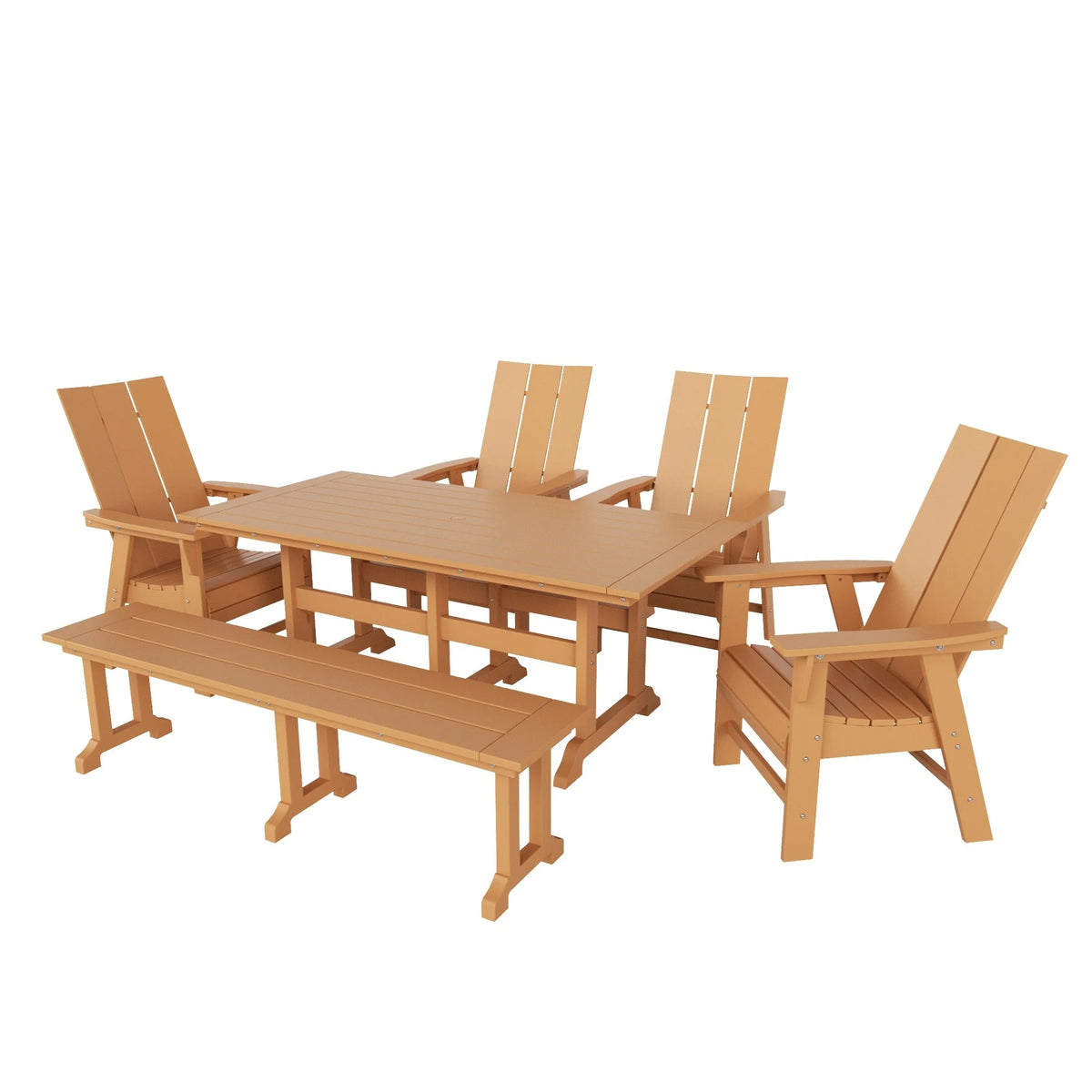 6-Piece All Weather Outdoor Dining Set with Bench Q94144