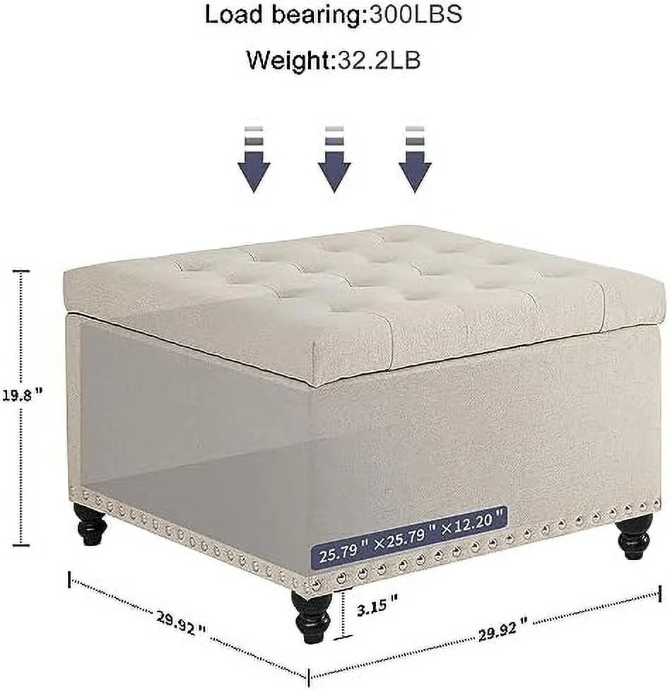 Light Brown Oversized Tufted Ottoman Bench Y36570