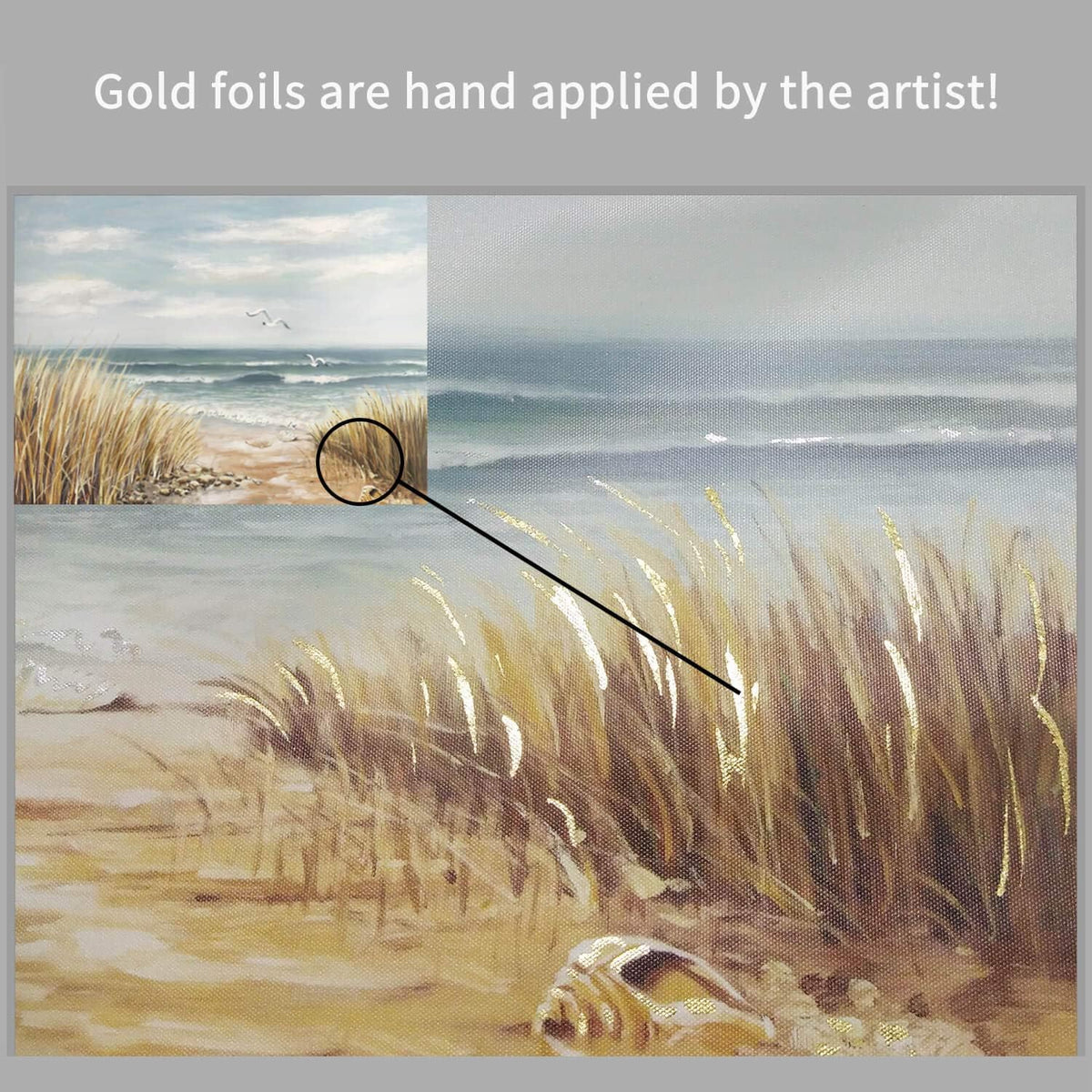Abstract Beach Painting Wall Art Seashore Artwork Hand Painted Coastal Picture on Canvas K9040
