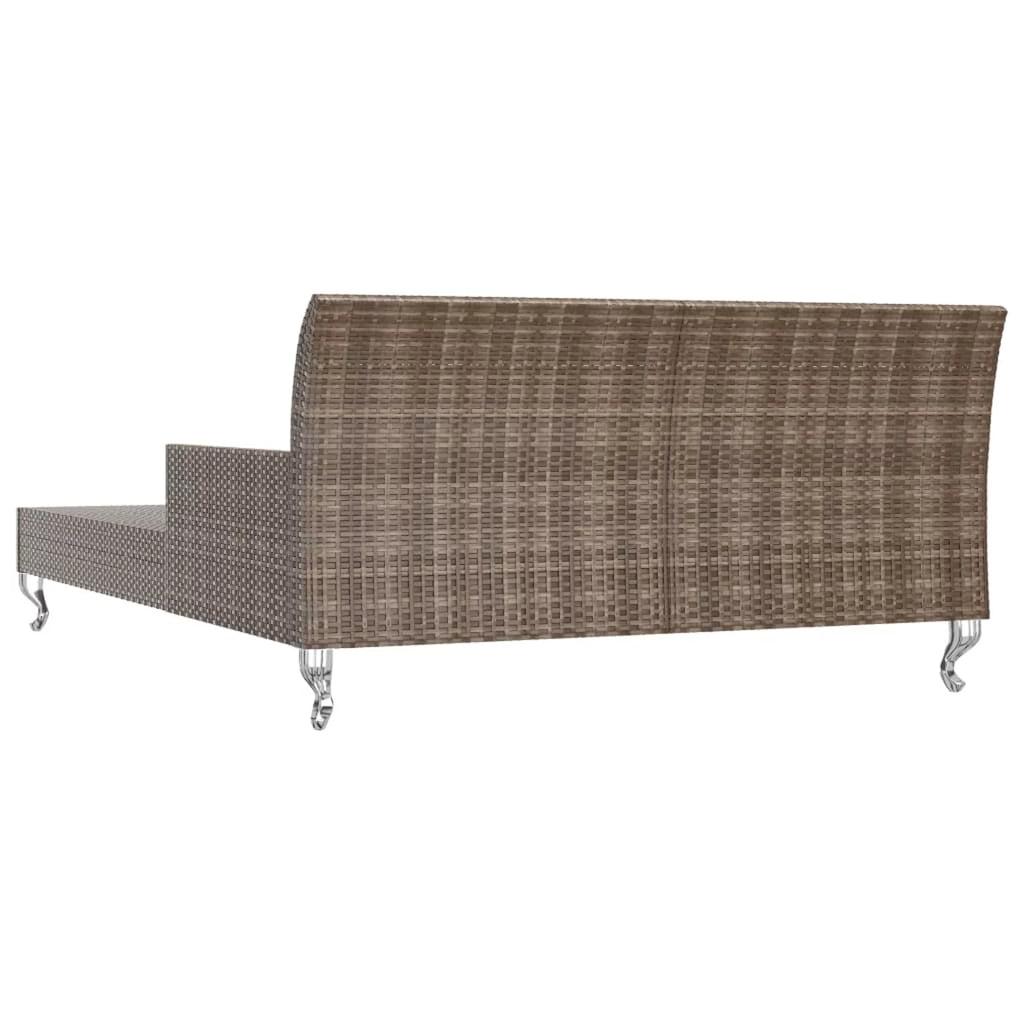 Brown Poly Rattan 2-Person Patio Sun Bed with Cushions N90934