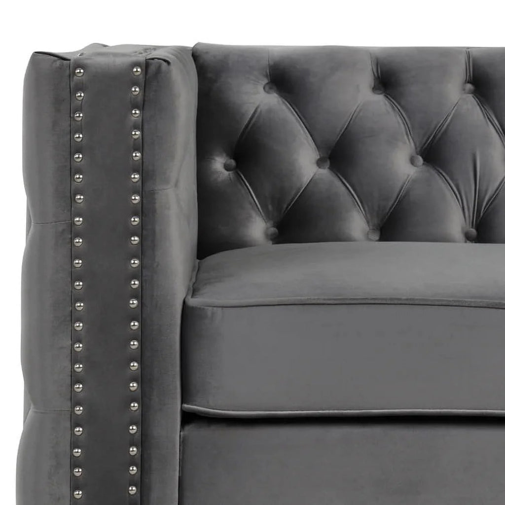 Gray Velvet 3 Pieces Sofa Loveseat Armchairs Set R2670