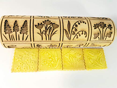 Embossing Rolling Pin with 16 Different Flowers S898128