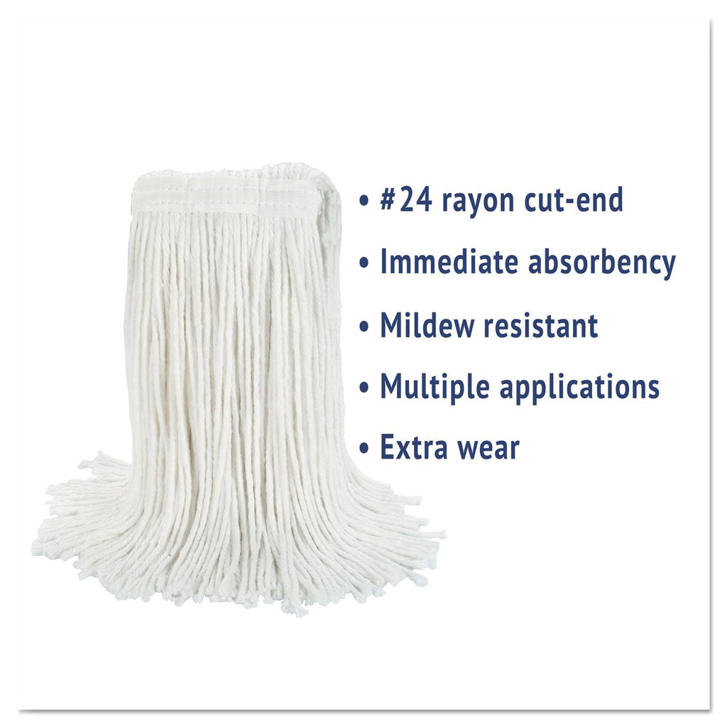 White Rayon Cut-End Wet Mop Head, 12/Carton G6141