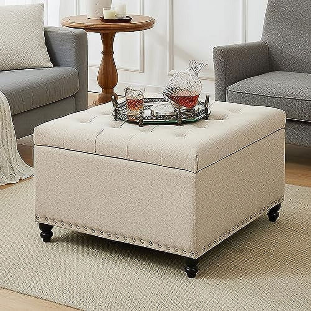 Light Brown Oversized Tufted Ottoman Bench Y36570