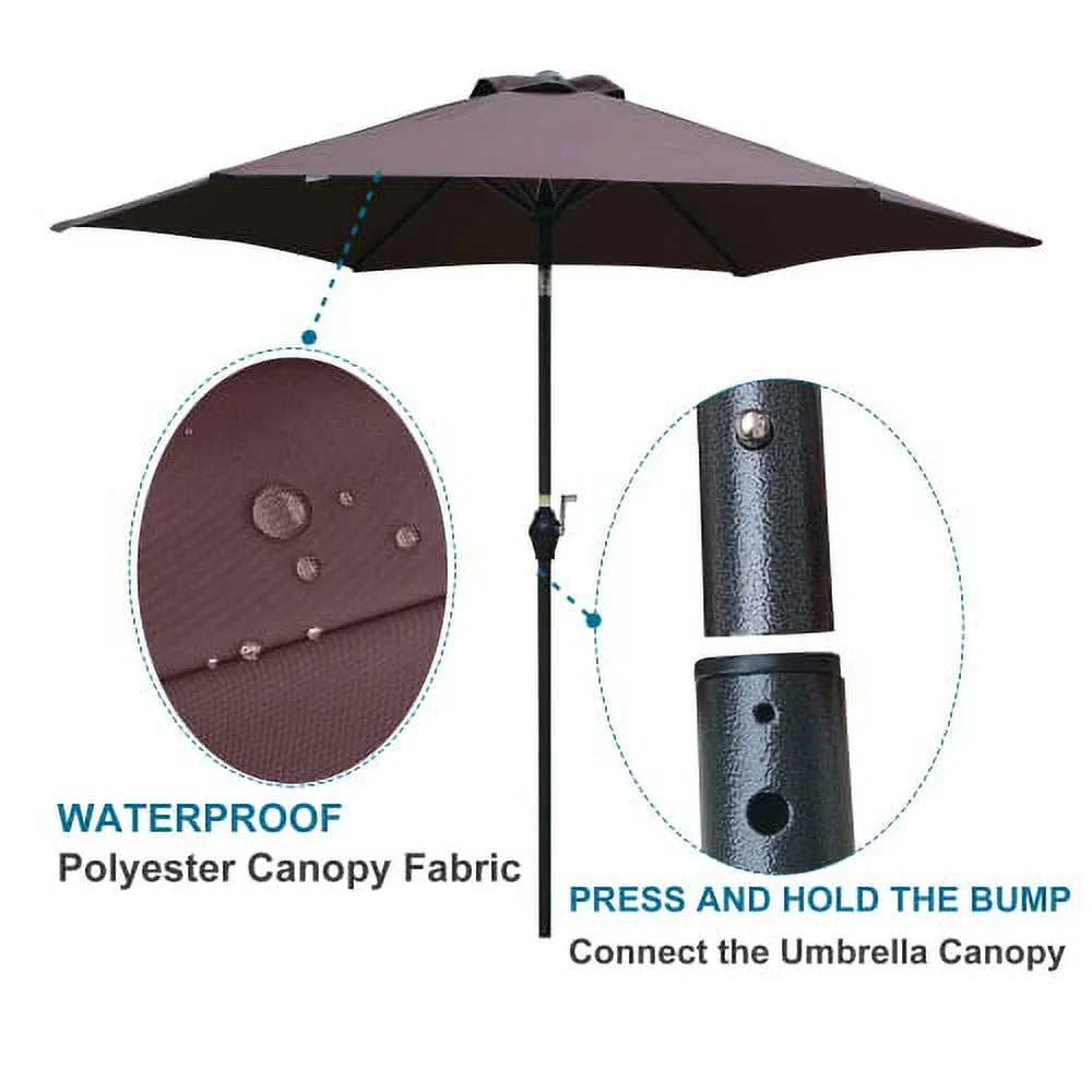 9FT Blue Striped Patio Umbrella with Push Button Tilt Y6482