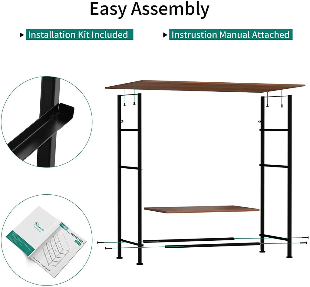 2 Drawer Wooden Top Shelf Side Table L415