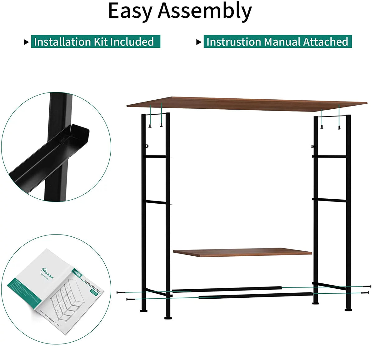 2 Drawer Wooden Top Shelf Side Table L415