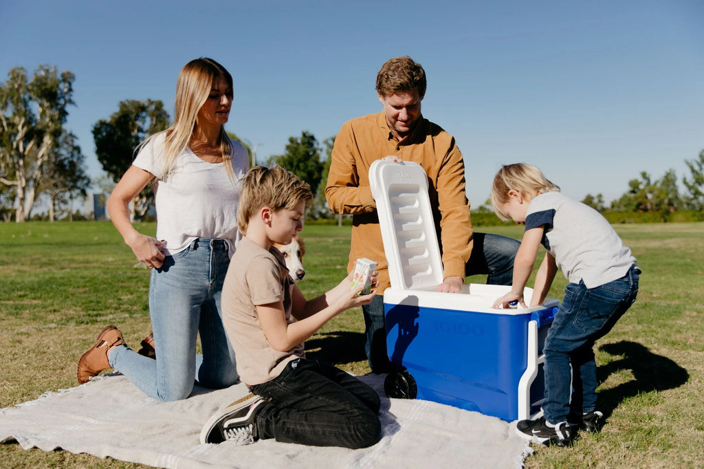 Blue 38 QT. Hard-Sided Ice Chest Cooler with Wheels R763