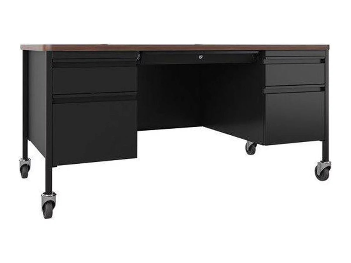 Walnut Double-Pedestal Mobile Desk X256570