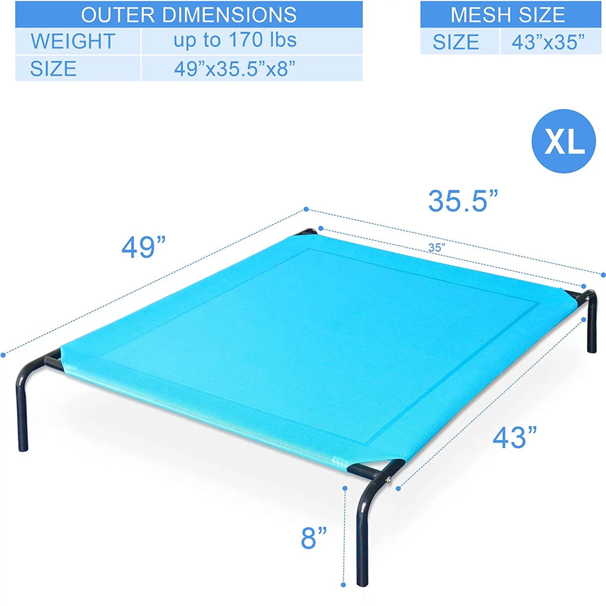 Extra Large Elevated Dog Bed Y144