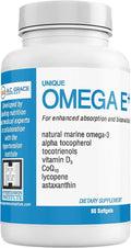 Fish Oil Supplement with Marine Omega-3 Fatty Acids, Vitamin E, Vitamin D3, and CoQ10 60 Softgels D1951