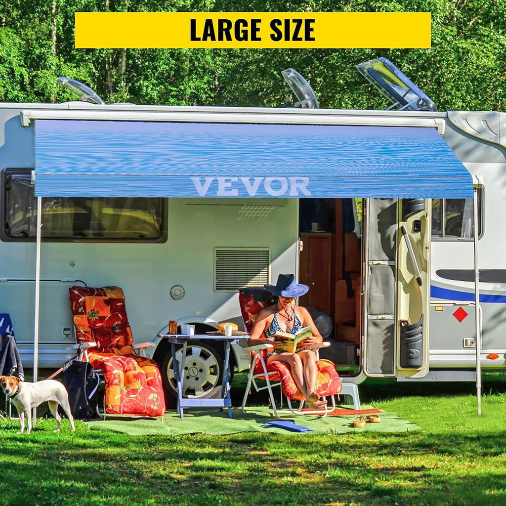 18' Ocean Blue Vinyl RV Awning Fabric Replacement M277766