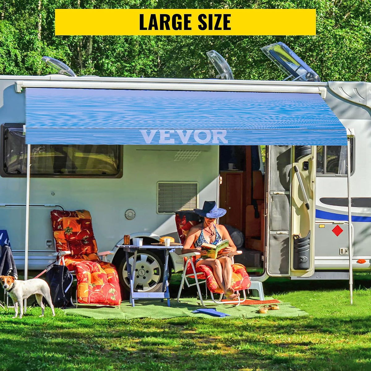 18' Ocean Blue Vinyl RV Awning Fabric Replacement M277766