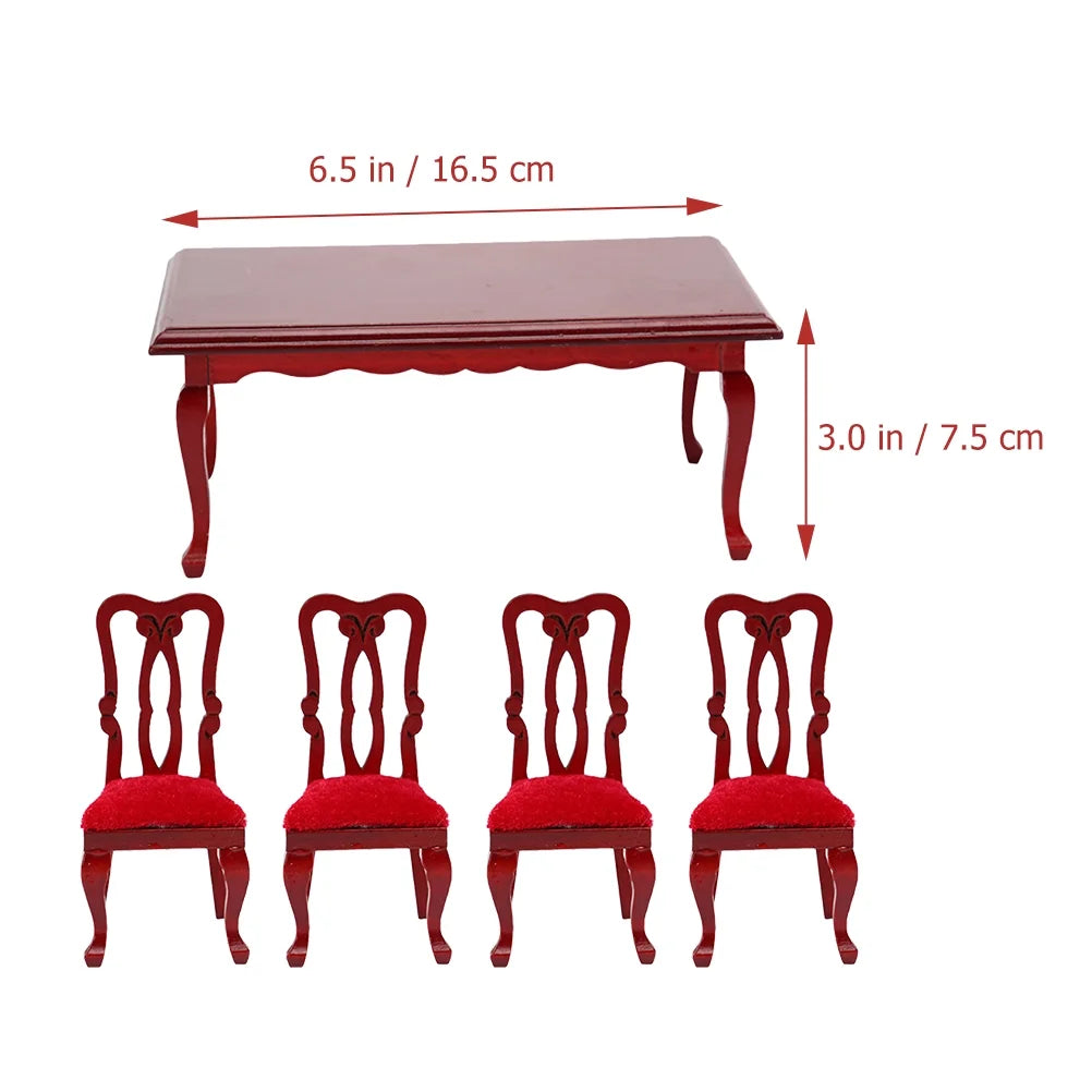 Miniature Wooden Dollhouse Dining Chair Set U659350