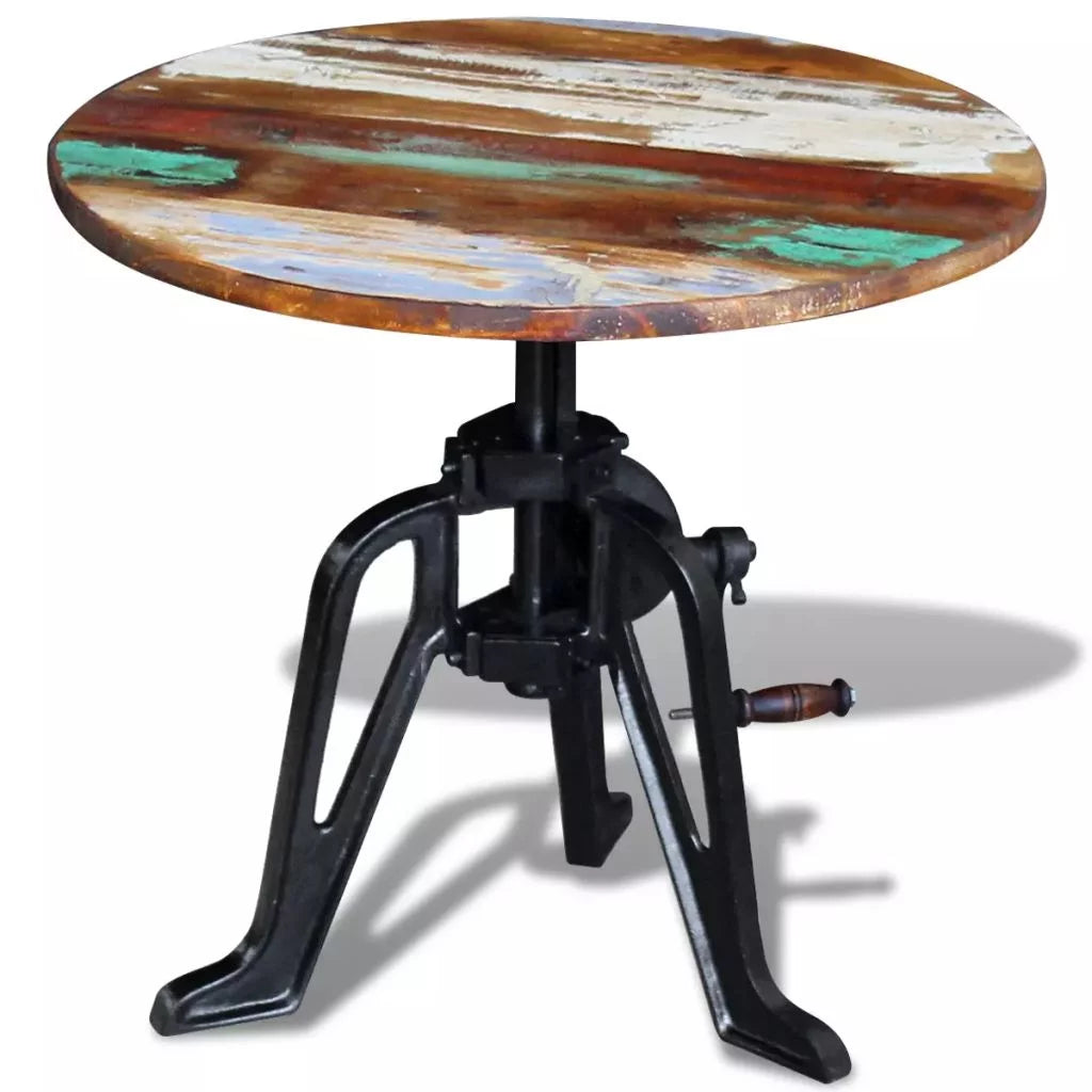Solid Reclaimed Wood Cast Iron Side Table P8944