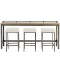 Modern Table with 3 Stools Gray Metal Wood Top J94958